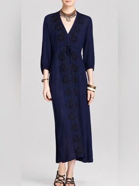 free people fable dress black Embroidered Fable Midi Dress